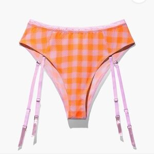 NIP SAVAGEXFENTY Gingham High Waist Cheeky with Garter Check'd Out Print Panty